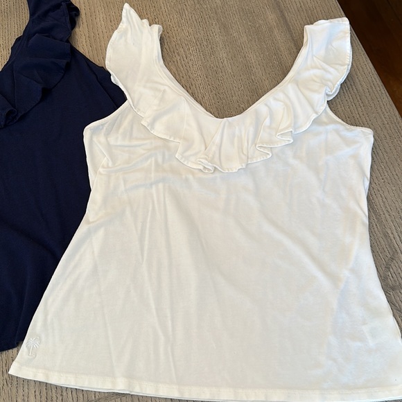 SOLD Pulitzer Lot of 3 Medium Cotton Tank Tops Navy and White - Picture 4 of 7